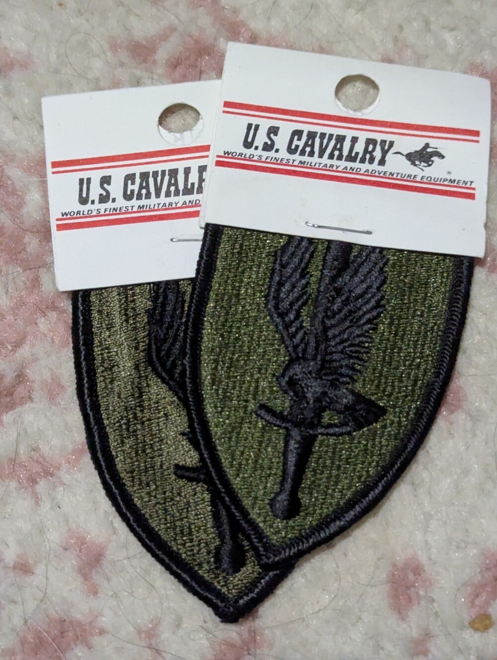 U.S. Cavalry Olive Green Winged Sword Patch - Pair